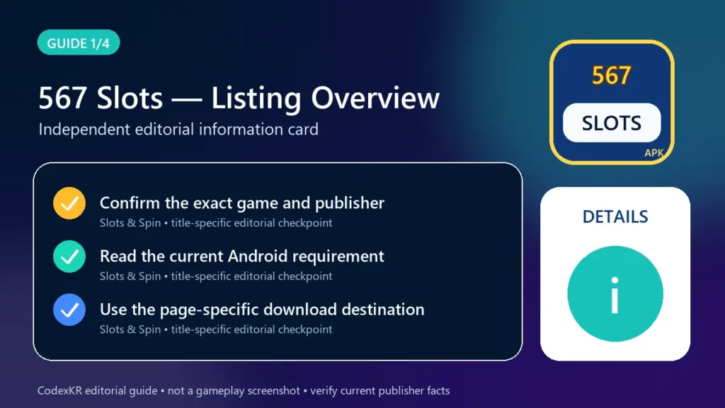 567 Slots APK information and safety guide card 1