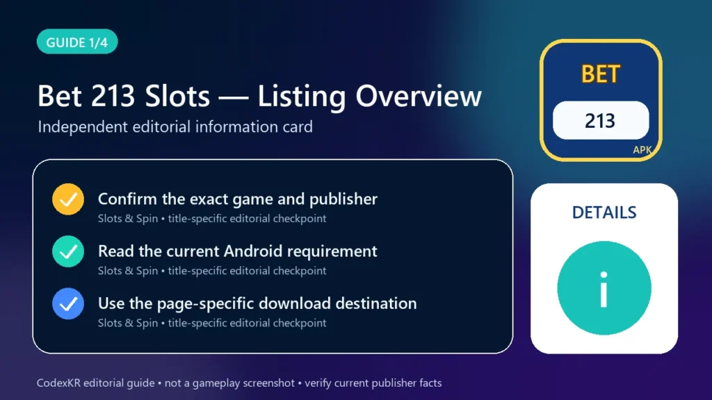 Bet 213 Slots APK information and safety guide card 1