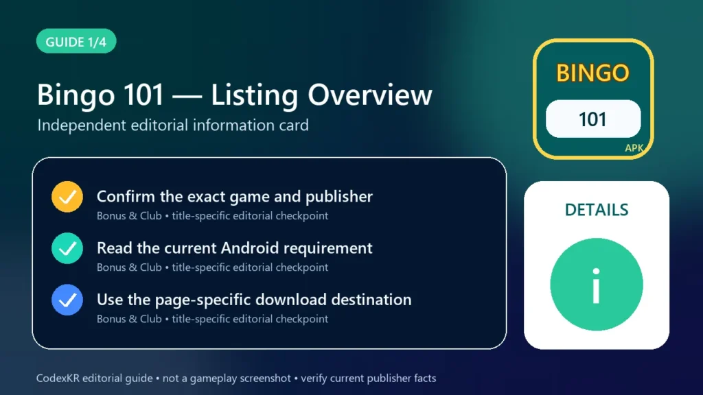 Bingo 101 APK information and safety guide card 1