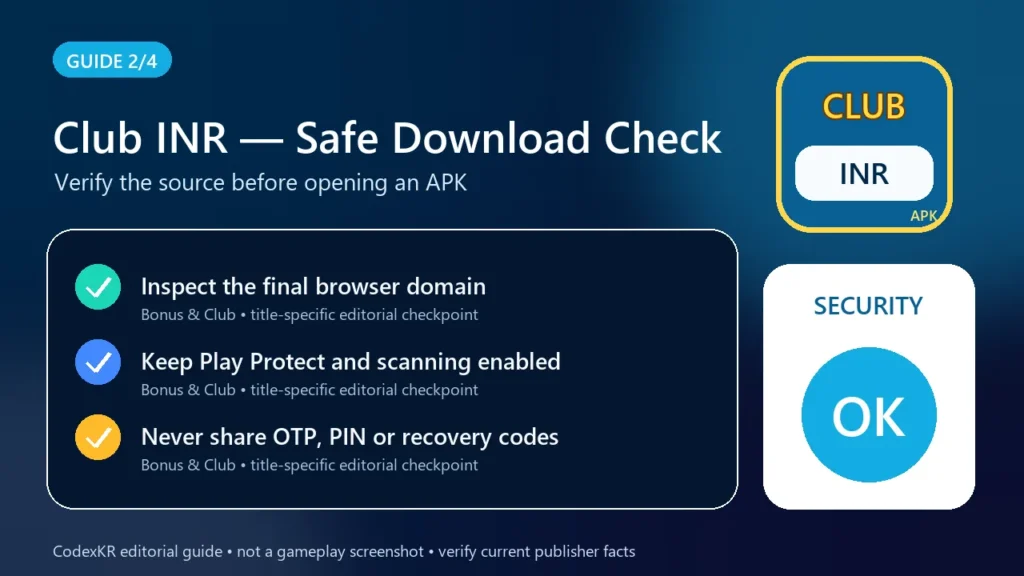 Club INR APK information and safety guide card 2