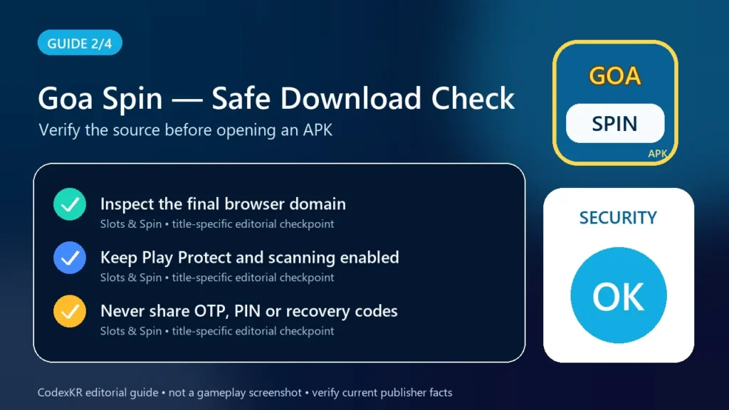 Goa Spin APK information and safety guide card 2
