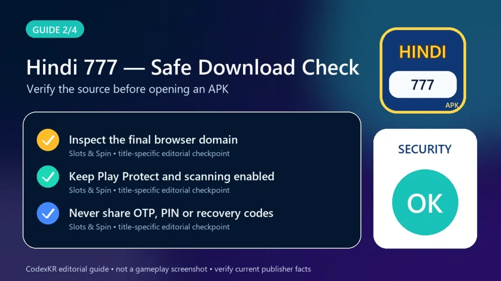 Hindi 777 APK information and safety guide card 2