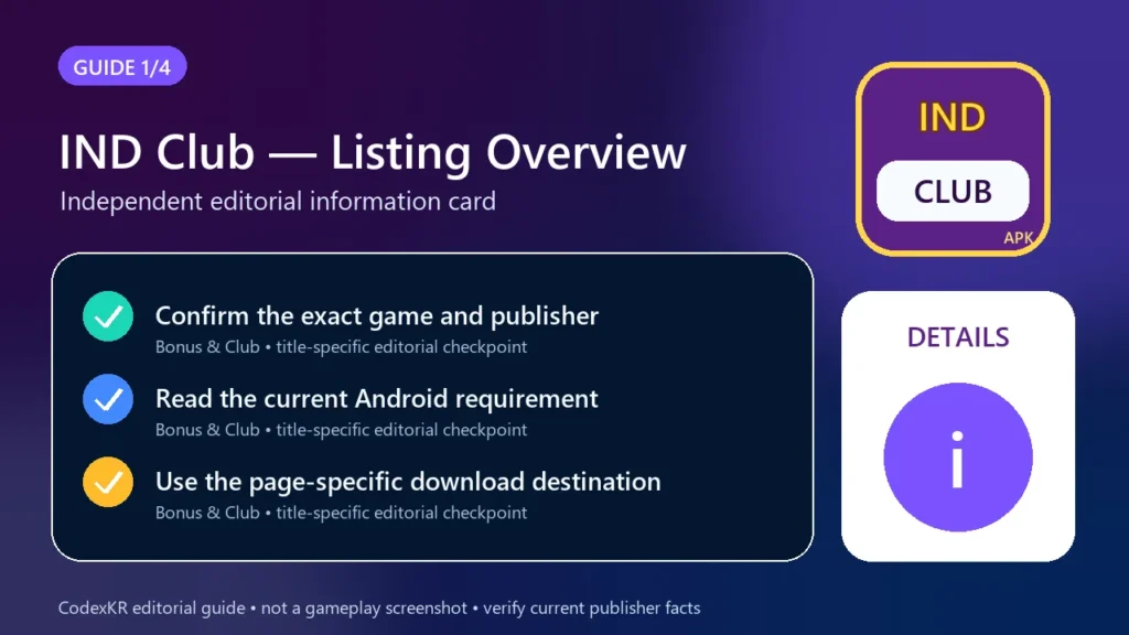 IND Club APK information and safety guide card 1
