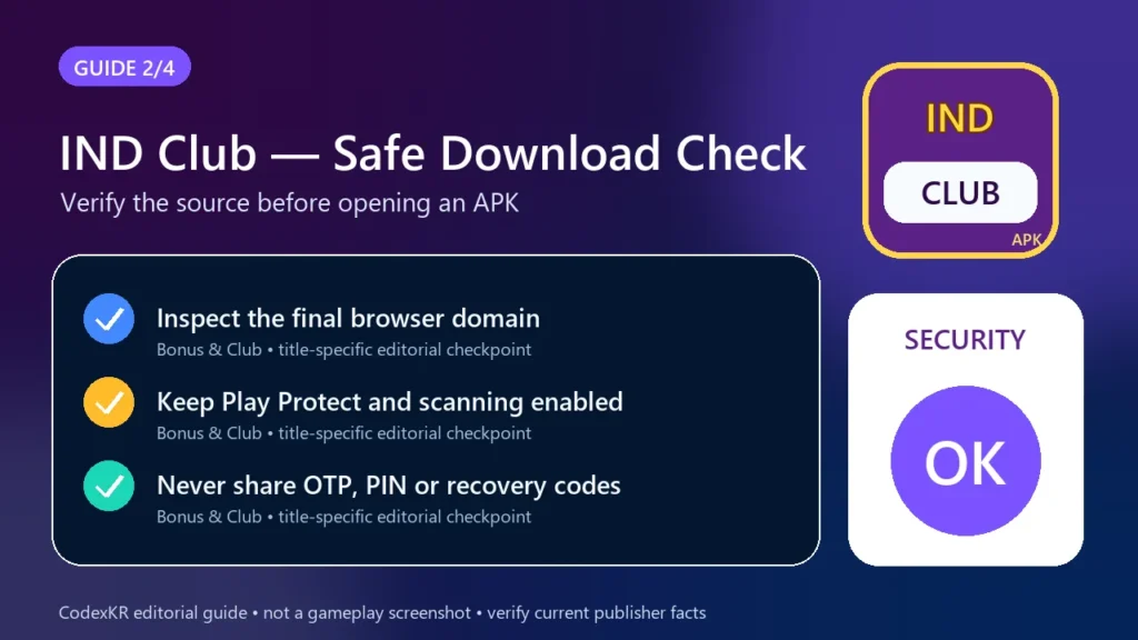 IND Club APK information and safety guide card 2