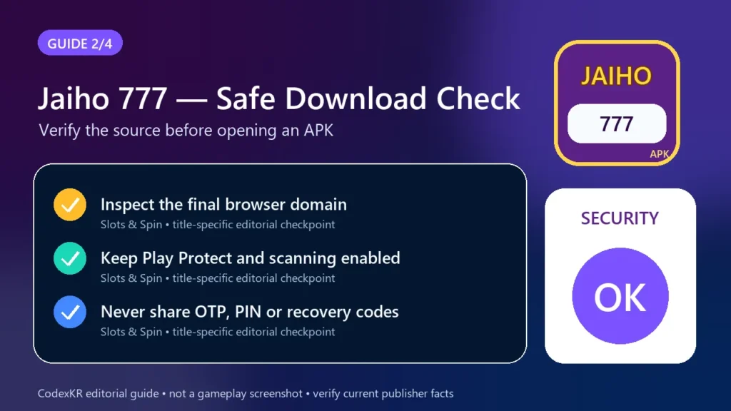 Jaiho 777 APK information and safety guide card 2