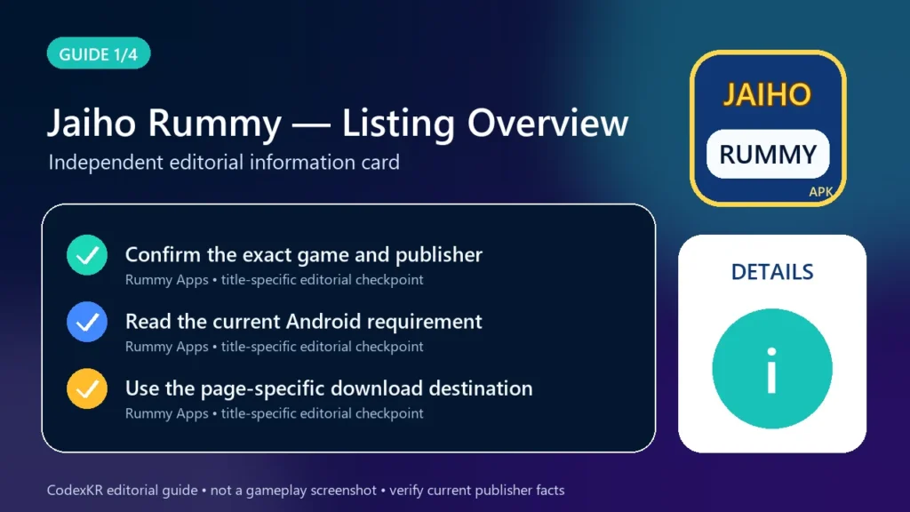 Jaiho Rummy APK information and safety guide card 1