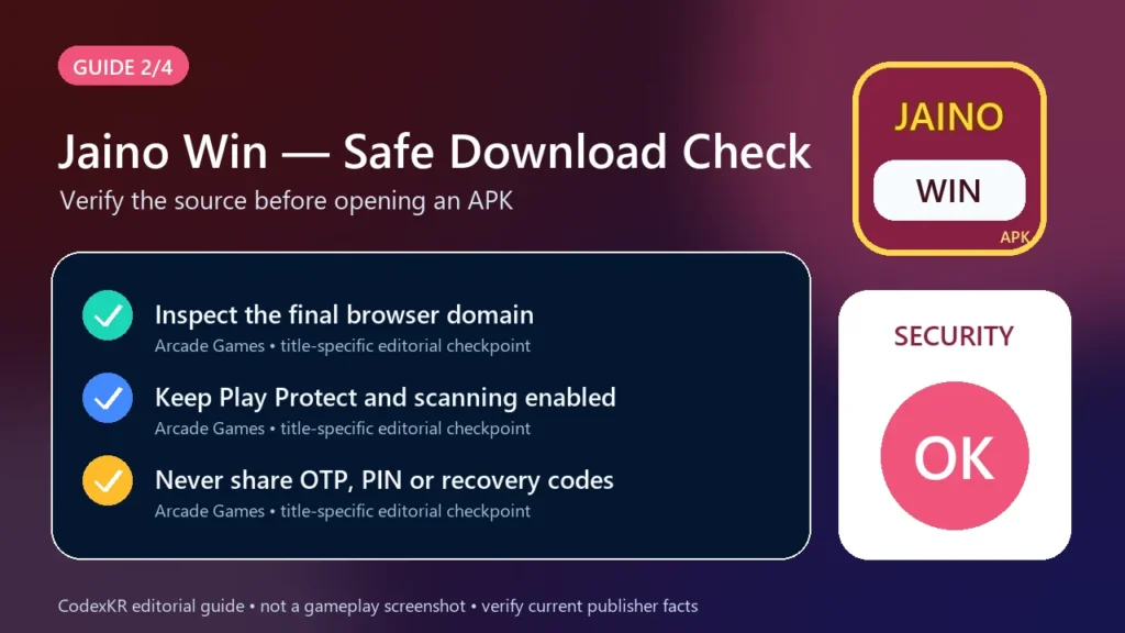 Jaino Win APK information and safety guide card 2