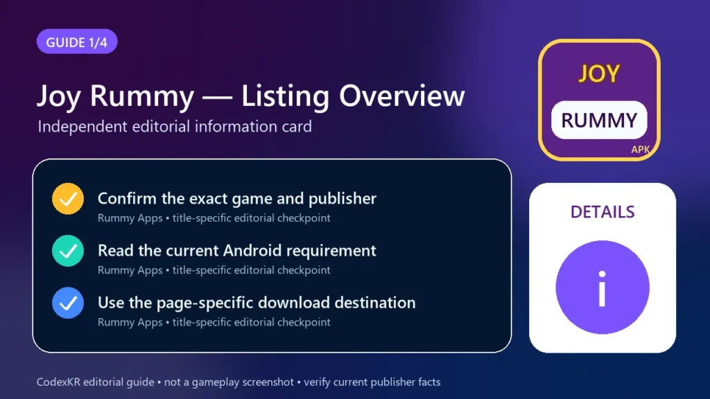 Joy Rummy APK information and safety guide card 1