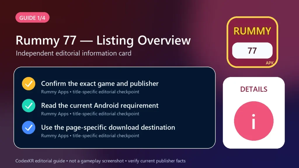 Rummy 77 APK information and safety guide card 1