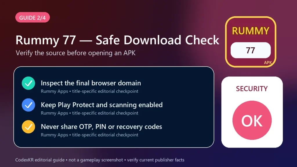 Rummy 77 APK information and safety guide card 2