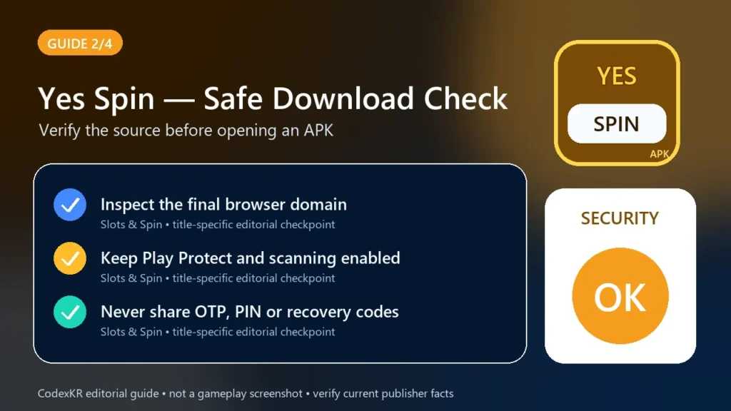 Yes Spin APK information and safety guide card 2