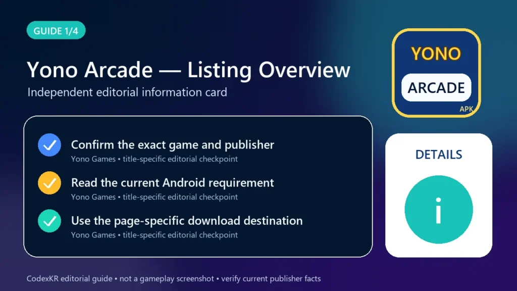 Yono Arcade APK information and safety guide card 1