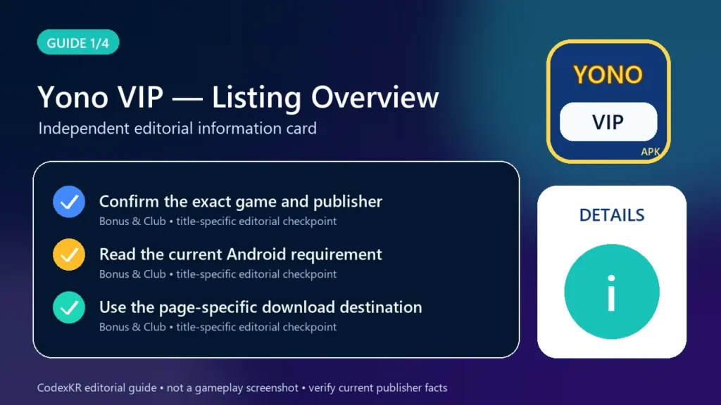 Yono VIP APK information and safety guide card 1